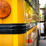 School bus with kids boarding