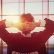 Business man satisfied with work done